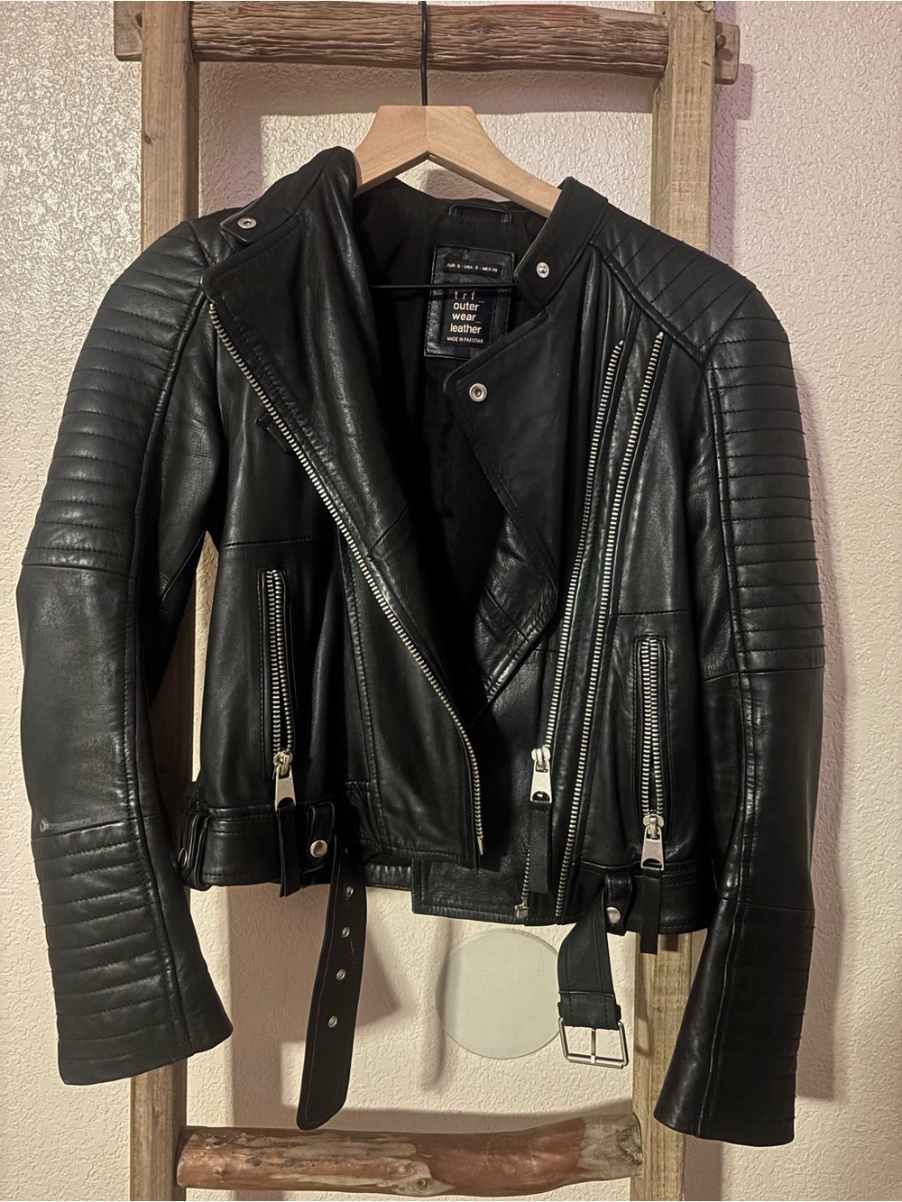 Women’s Black Leather Biker Jacket -